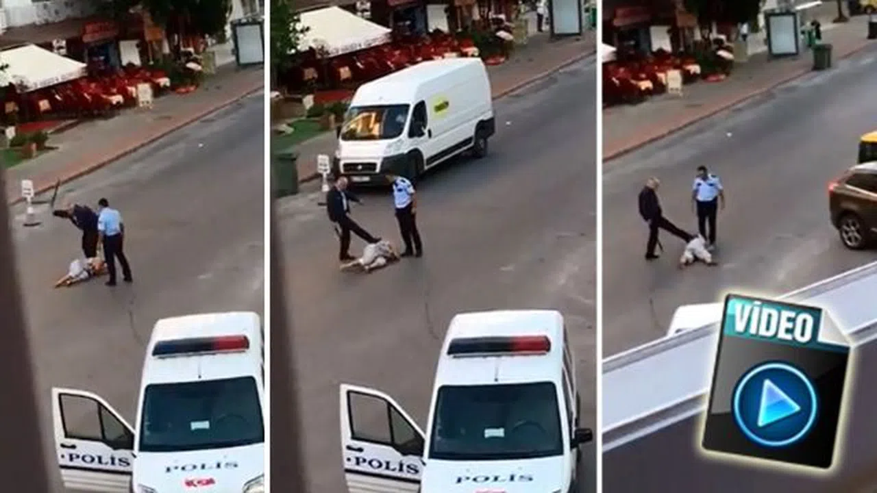 Yerdeki kadını tekmeleyerek döven polisler açığa alındı