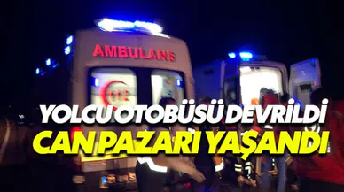 Diyarbakır'da yolcu otobüsü devrildi çok sayıda yaralı var