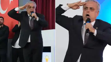 AK Parti'ye Katılan Hasan Ufuk Çakır, Erdoğan'ın Fotoğrafına Selam Duruşuyla Dikkat Çekti